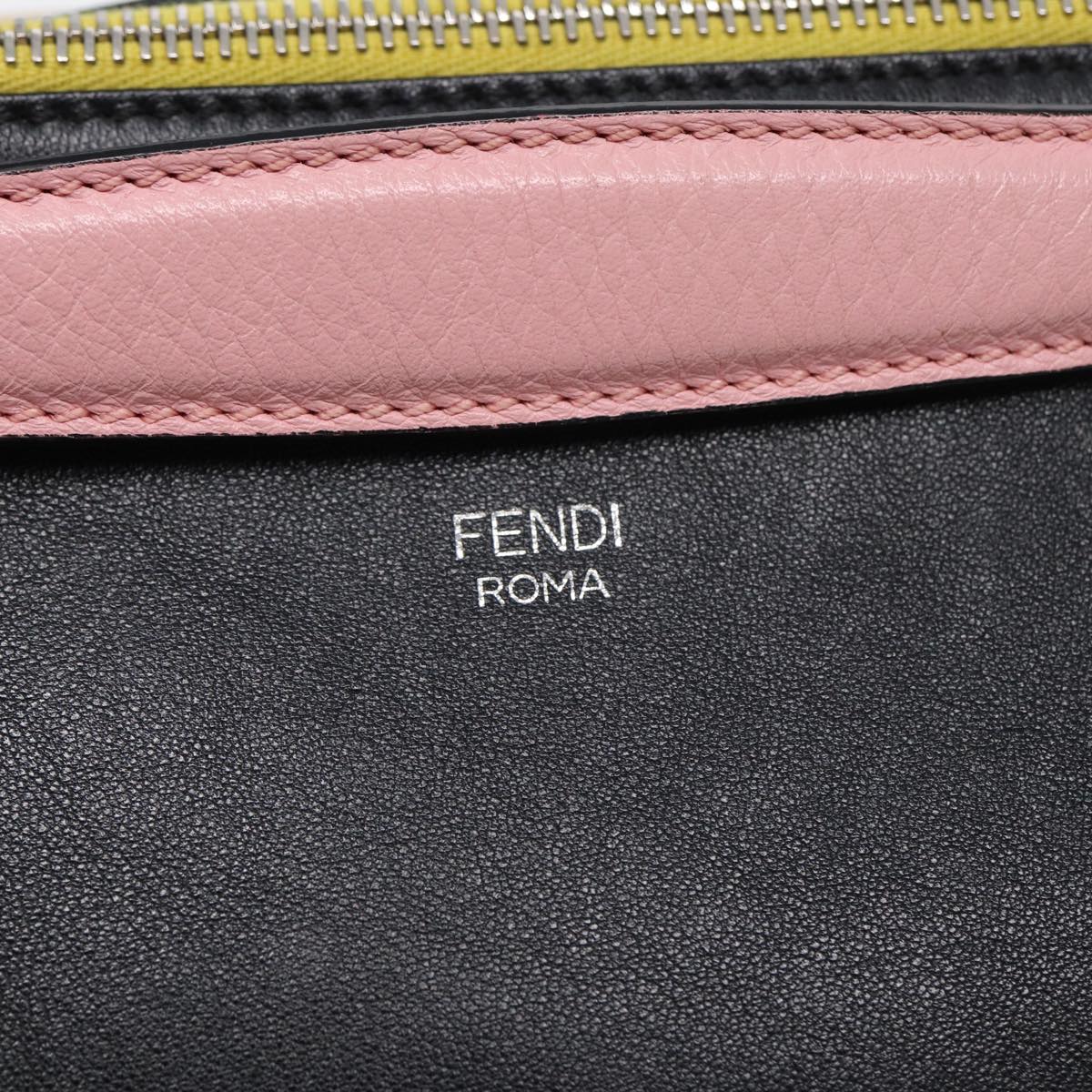 FENDI By The Way Medium Hand Bag Leather 2way Black Silver mr464