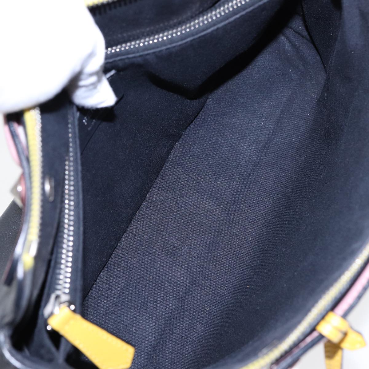FENDI By The Way Medium Hand Bag Leather 2way Black Silver mr464