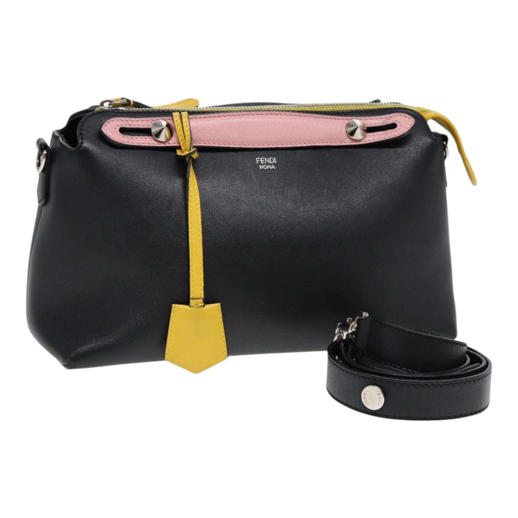 FENDI By The Way Medium Hand Bag Leather 2way Black Silver mr464