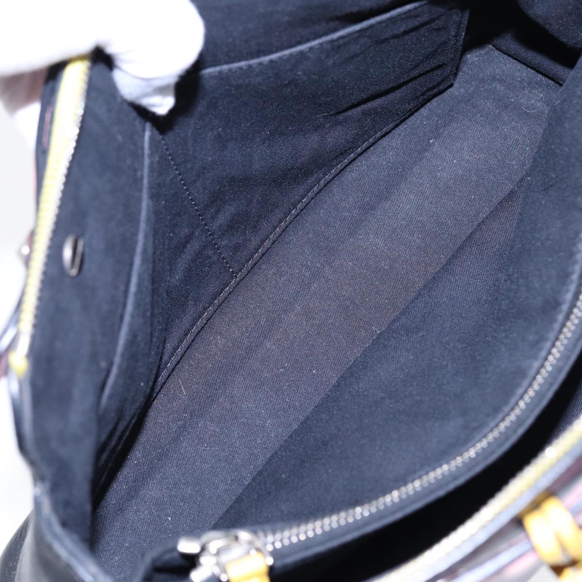 FENDI By The Way Medium Hand Bag Leather 2way Black Silver mr464