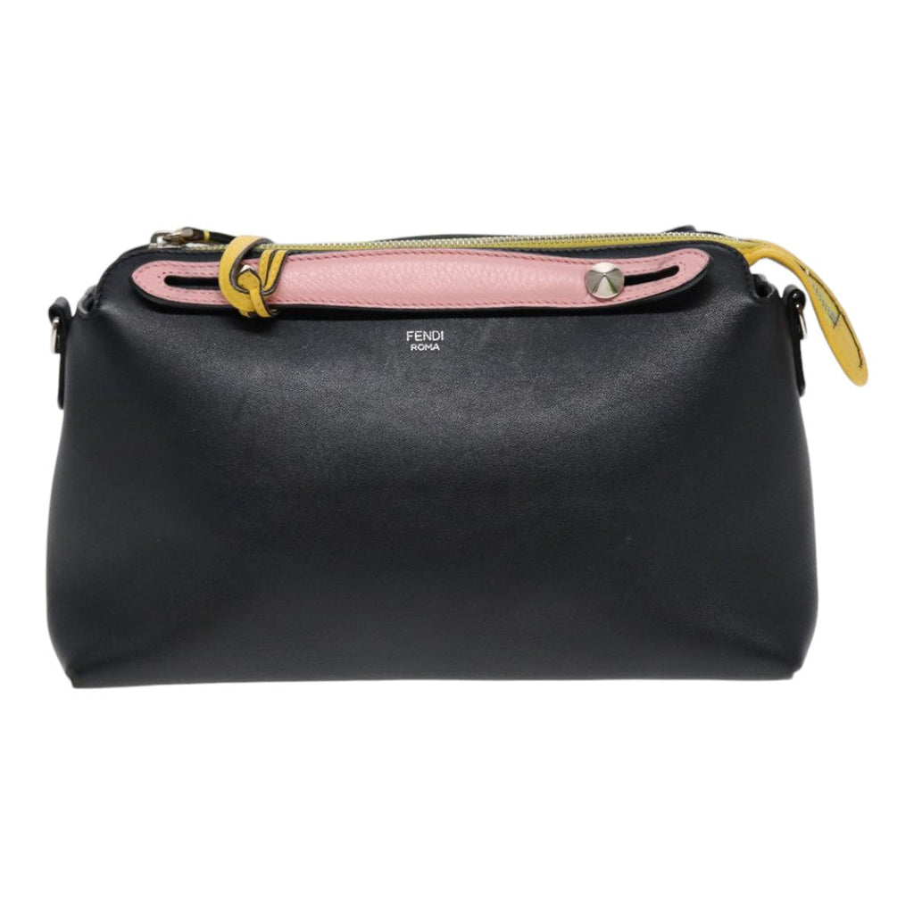 FENDI By The Way Medium Hand Bag Leather 2way Black Silver mr464