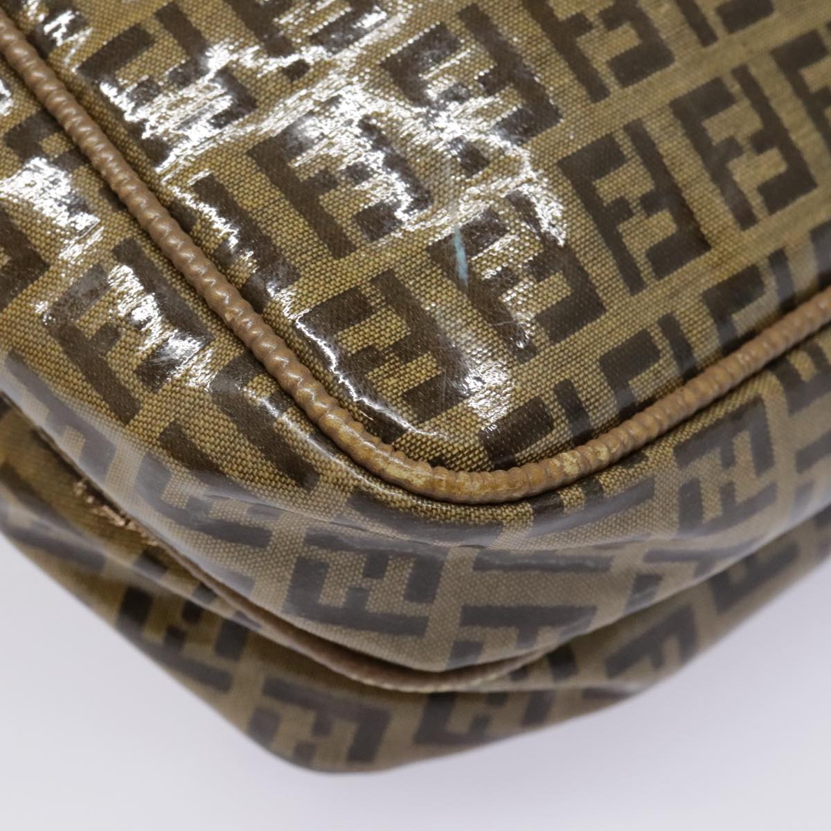 FENDI Zucchino Canvas Shoulder Bag Beige mr470