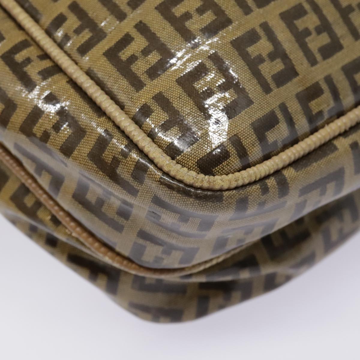 FENDI Zucchino Canvas Shoulder Bag Beige mr470