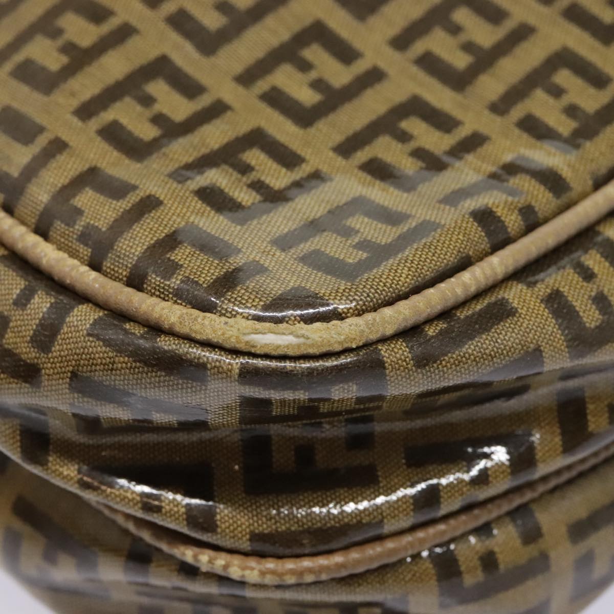 FENDI Zucchino Canvas Shoulder Bag Beige mr470