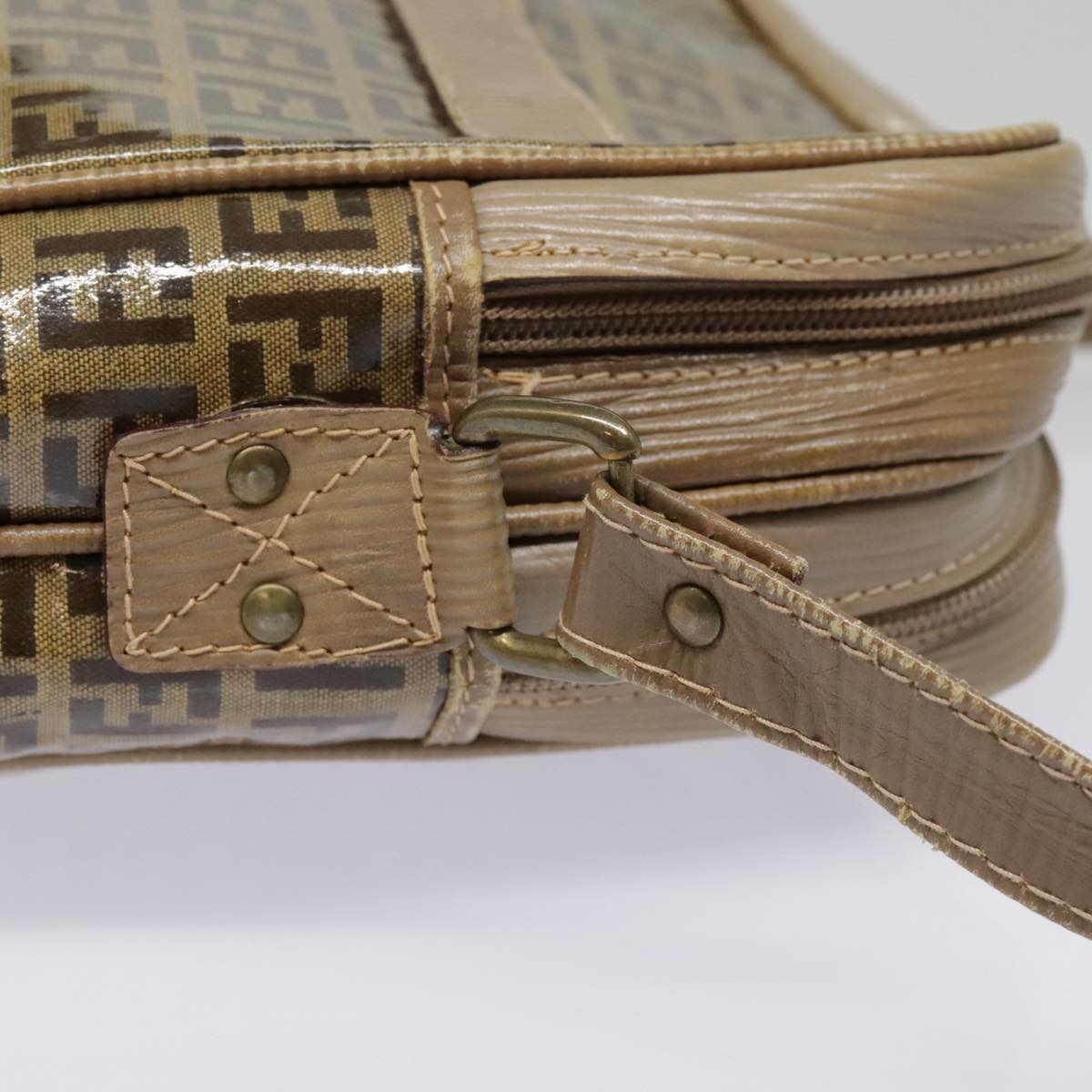 FENDI Zucchino Canvas Shoulder Bag Beige mr470