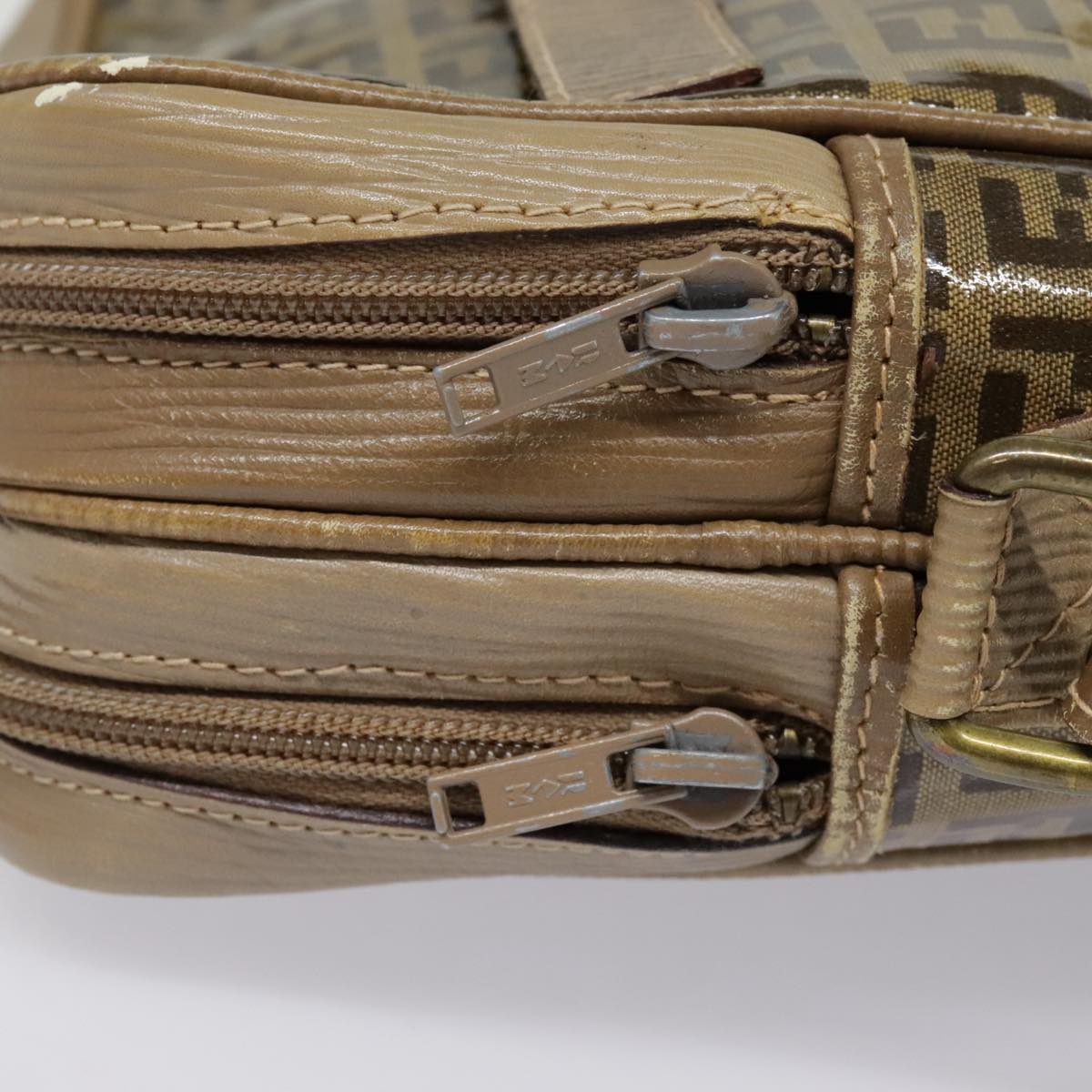 FENDI Zucchino Canvas Shoulder Bag Beige mr470