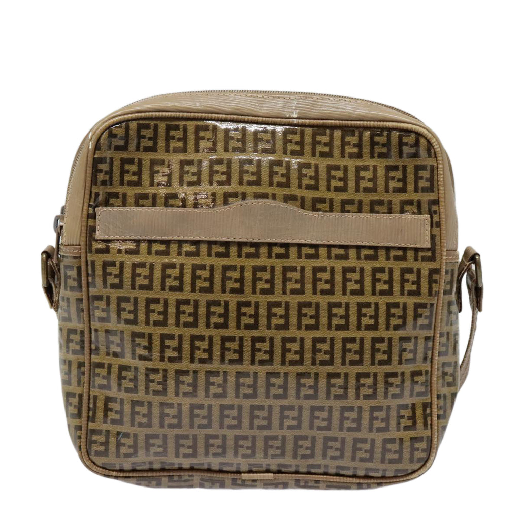 FENDI Zucchino Canvas Shoulder Bag Beige mr470