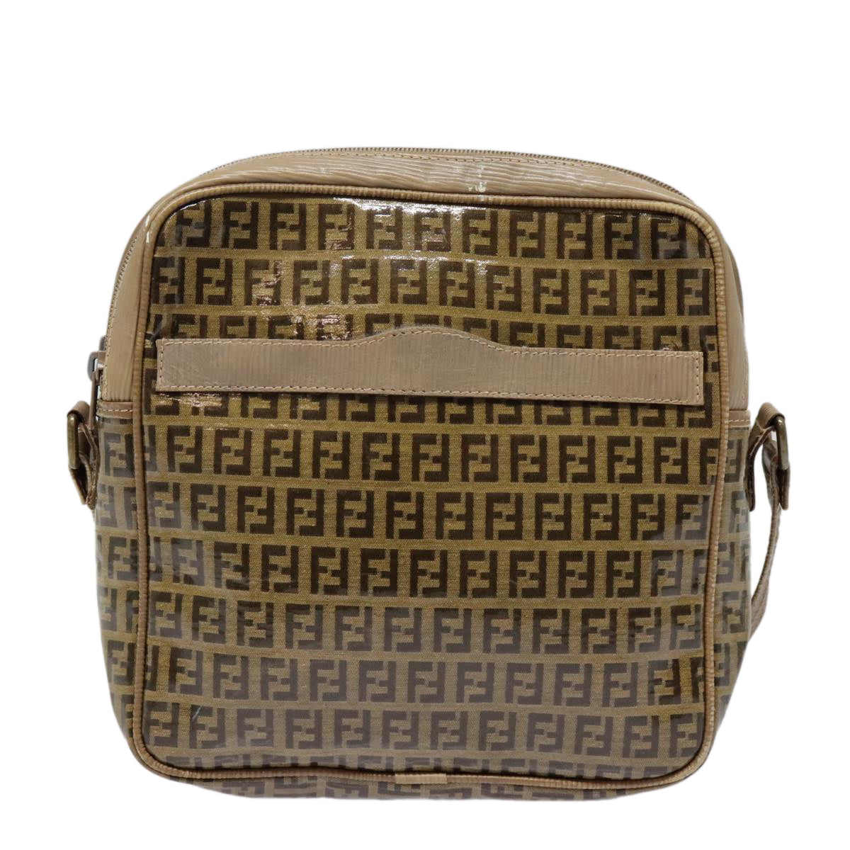 FENDI Zucchino Canvas Shoulder Bag Beige mr470