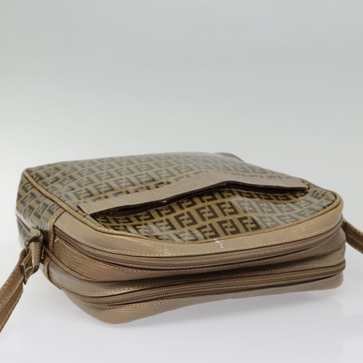 FENDI Zucchino Canvas Shoulder Bag Beige mr470