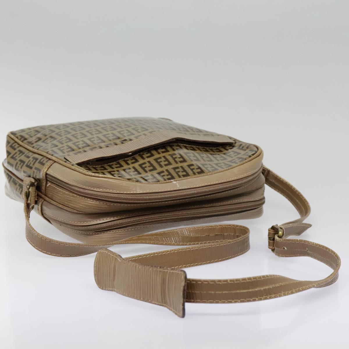FENDI Zucchino Canvas Shoulder Bag Beige mr470
