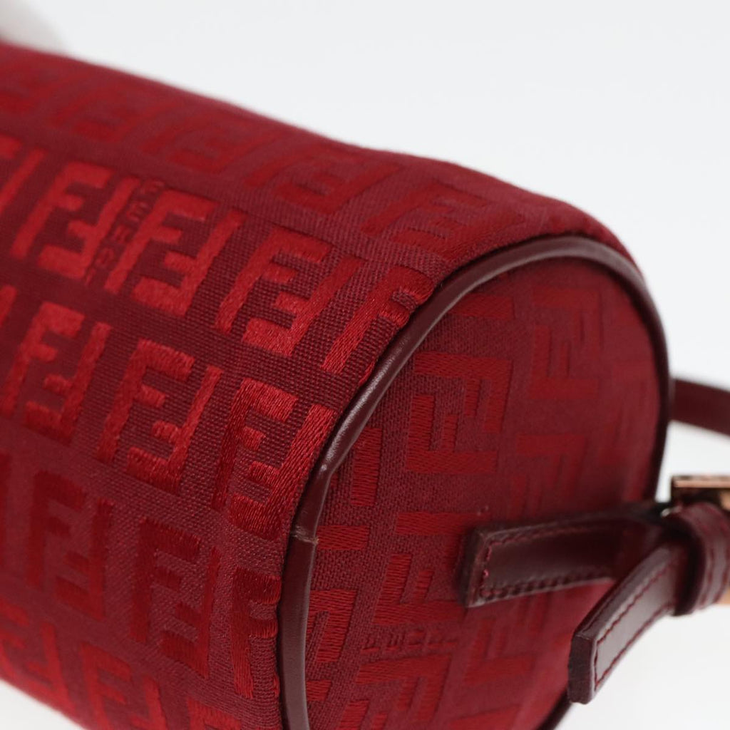 FENDI Zucchino Canvas Pouch Red Silver mr496