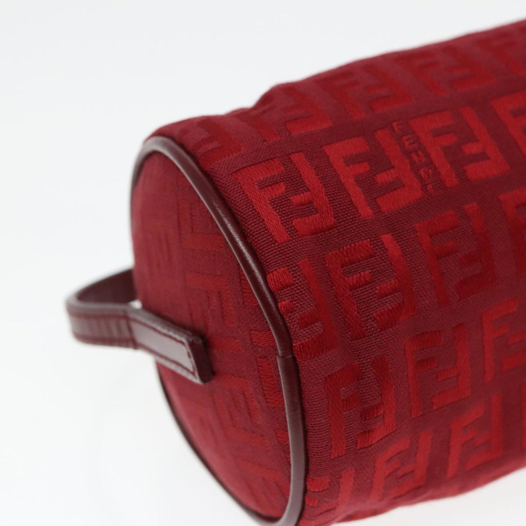 FENDI Zucchino Canvas Pouch Red Silver mr496