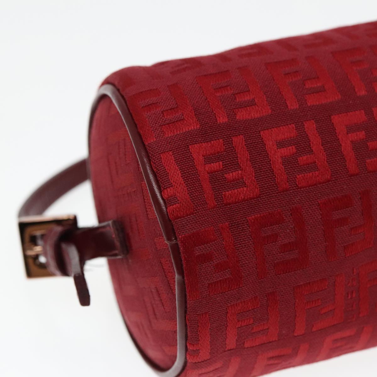 FENDI Zucchino Canvas Pouch Red Silver mr496