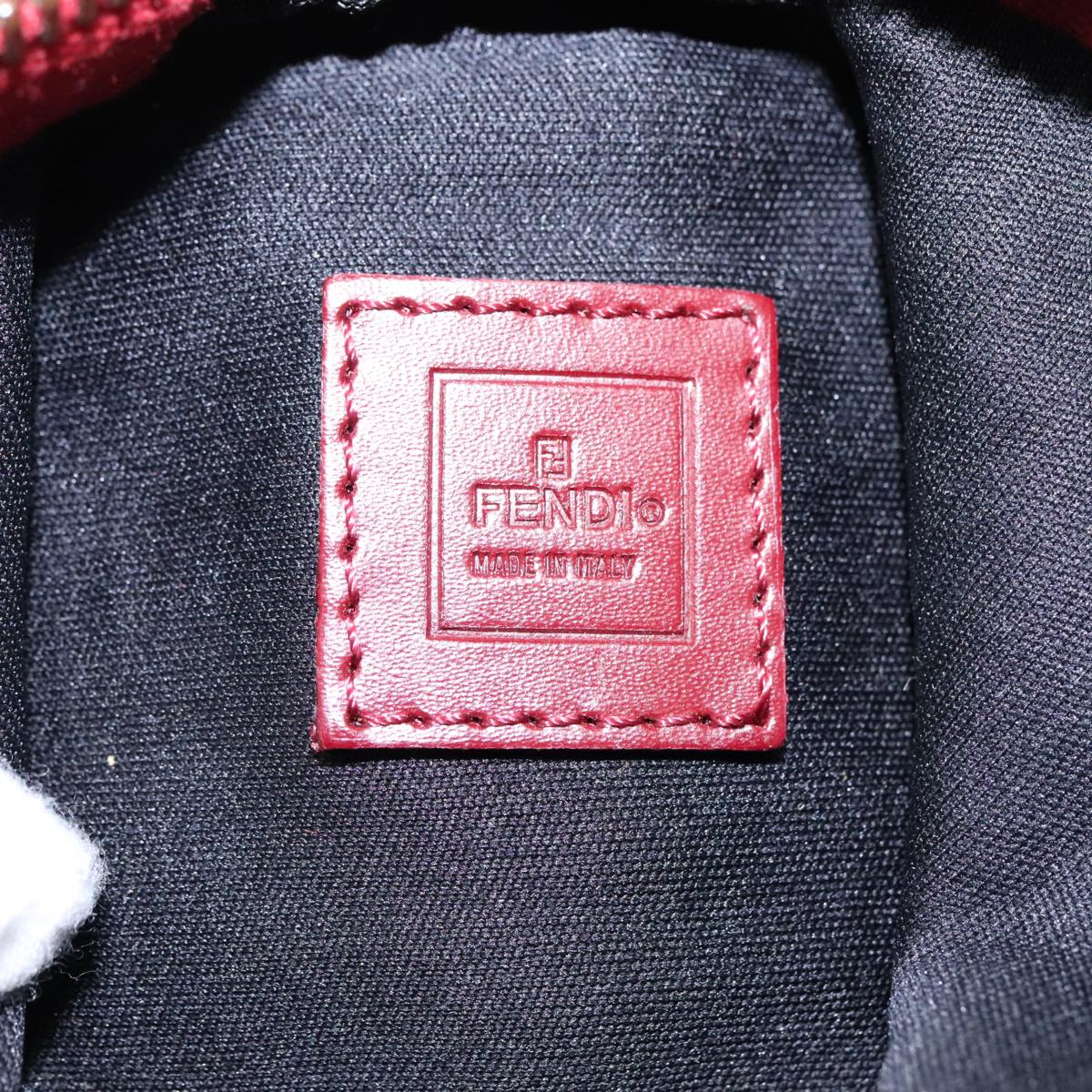 FENDI Zucchino Canvas Pouch Red Silver mr496