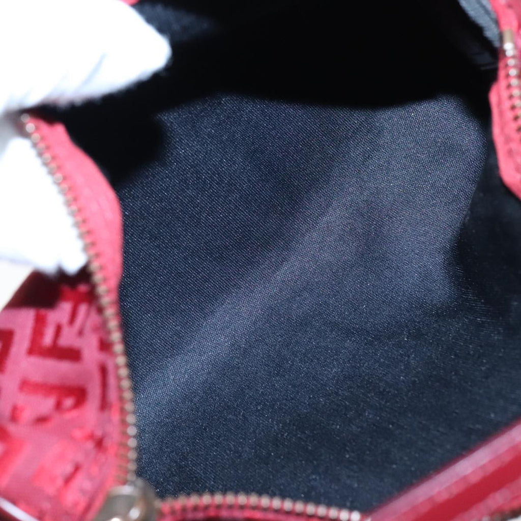 FENDI Zucchino Canvas Pouch Red Silver mr496