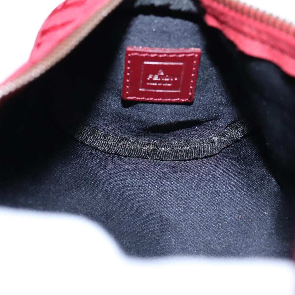 FENDI Zucchino Canvas Pouch Red Silver mr496