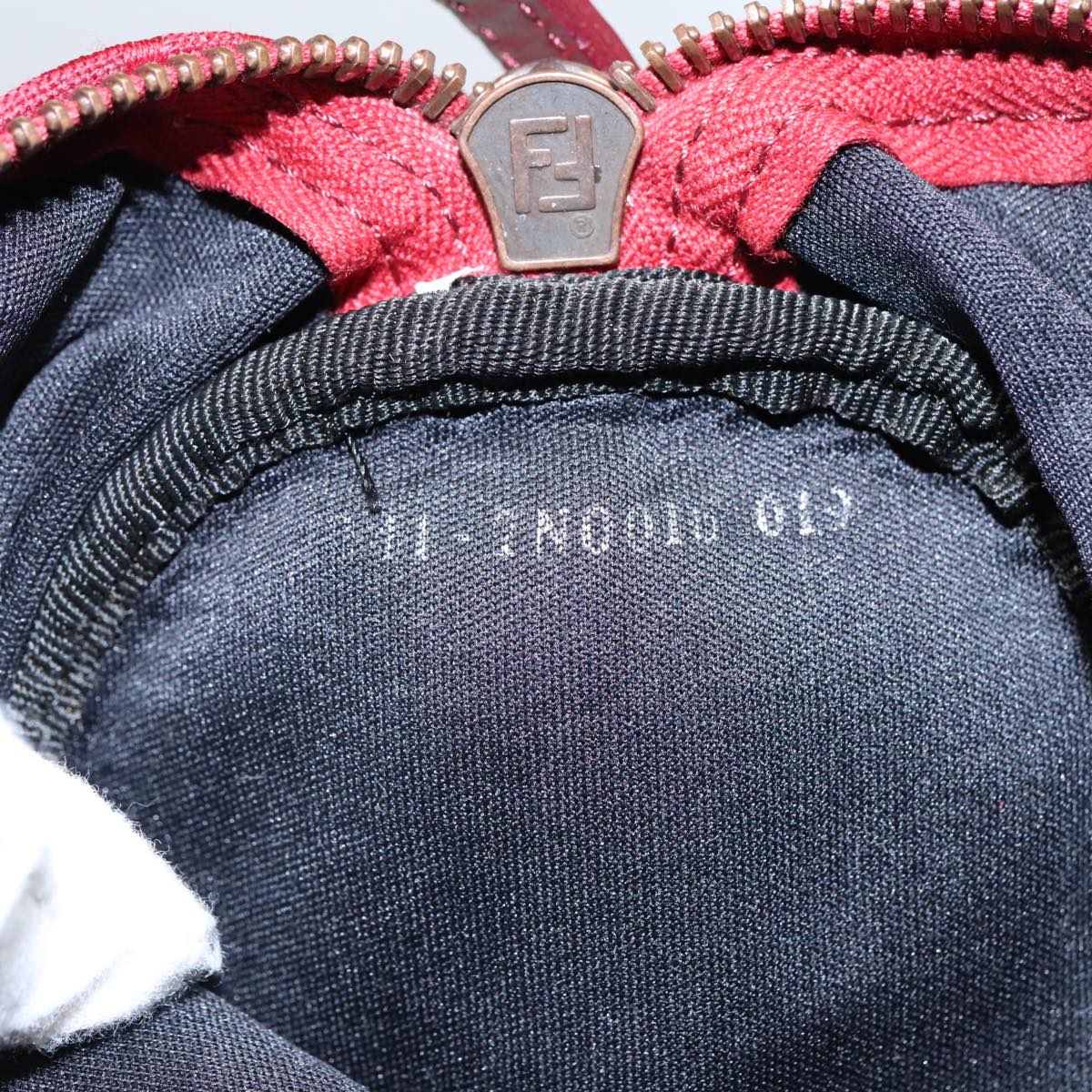 FENDI Zucchino Canvas Pouch Red Silver mr496