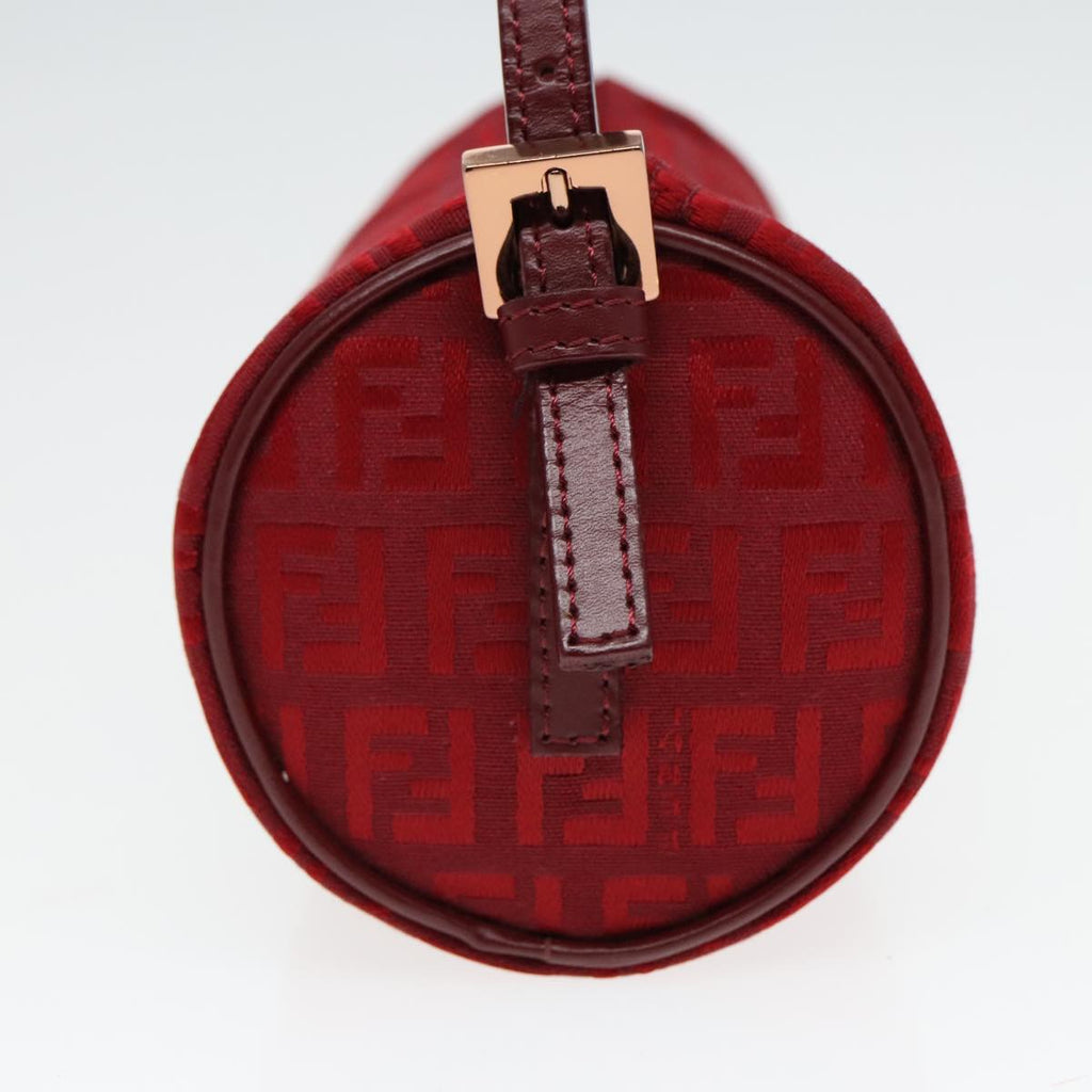 FENDI Zucchino Canvas Pouch Red Silver mr496