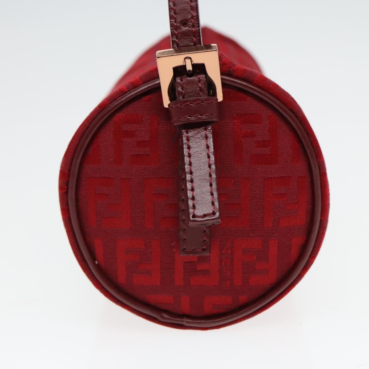 FENDI Zucchino Canvas Pouch Red Silver mr496