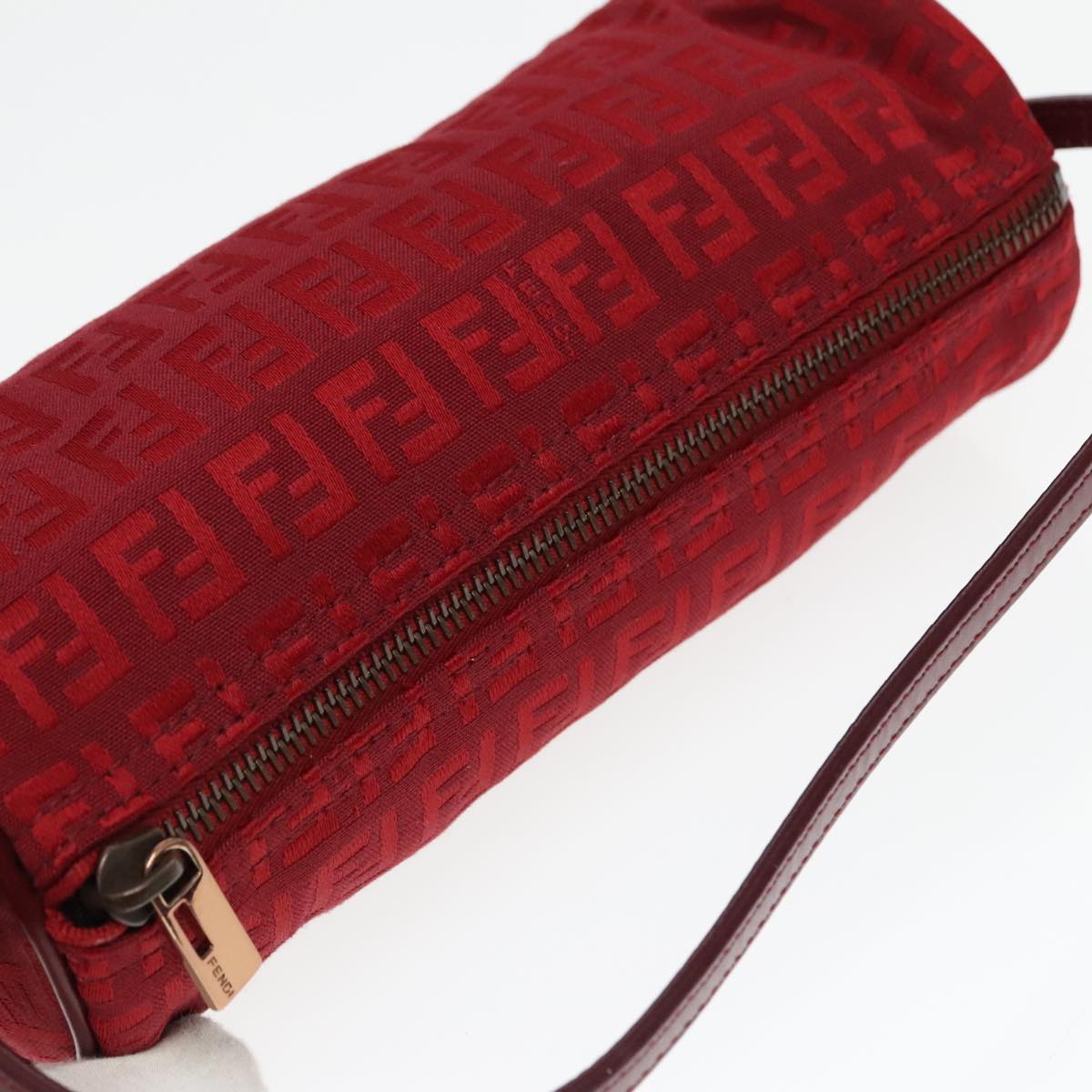 FENDI Zucchino Canvas Pouch Red Silver mr496