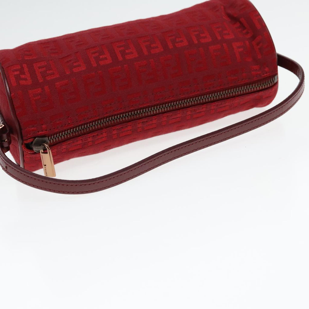 FENDI Zucchino Canvas Pouch Red Silver mr496