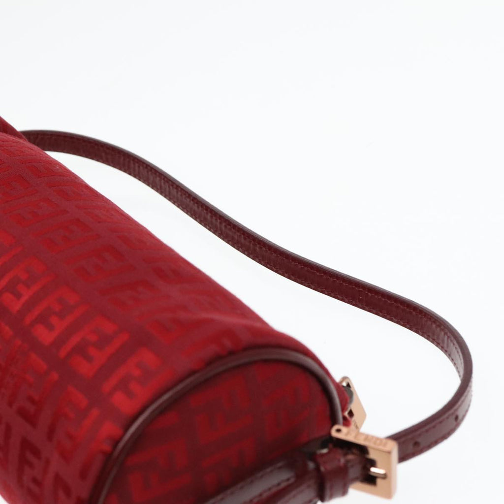 FENDI Zucchino Canvas Pouch Red Silver mr496