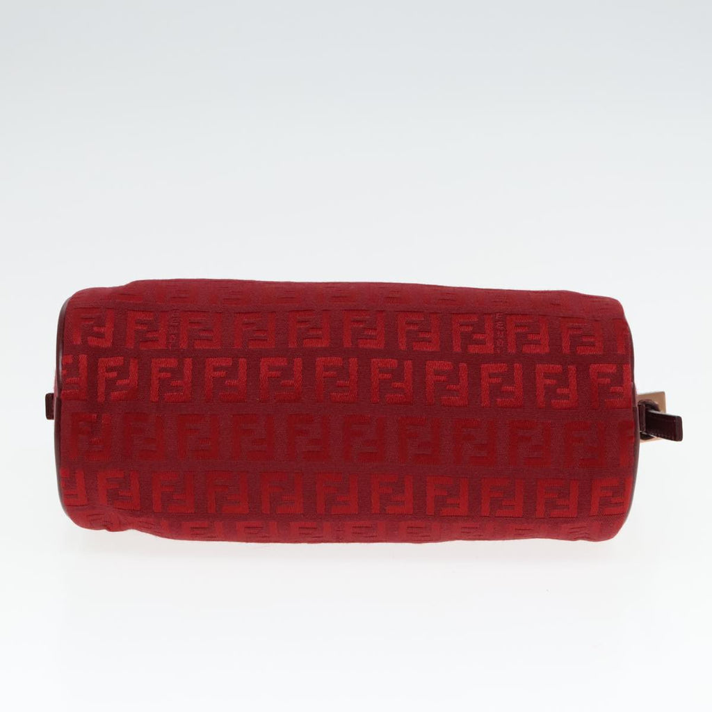 FENDI Zucchino Canvas Pouch Red Silver mr496
