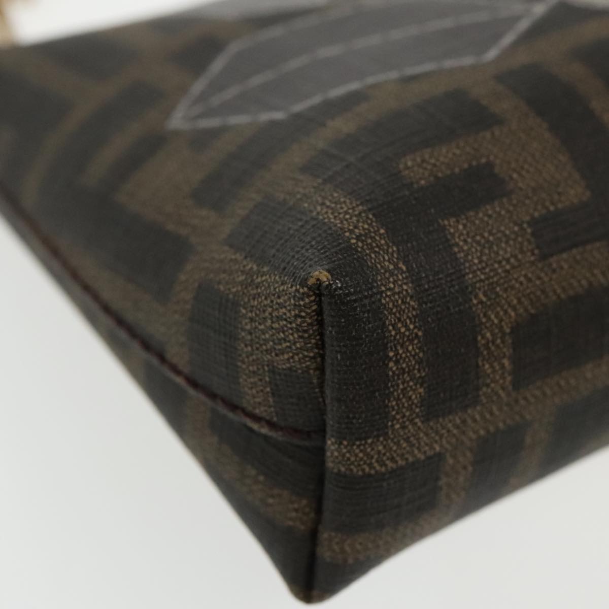 FENDI Zucca Canvas Chain Ladybug Accessory Pouch Brown Black mr567A