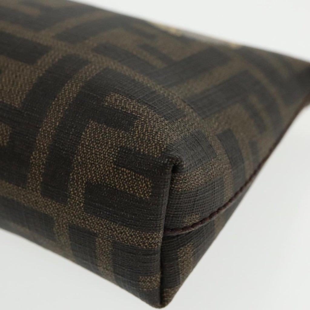 FENDI Zucca Canvas Chain Ladybug Accessory Pouch Brown Black mr567A