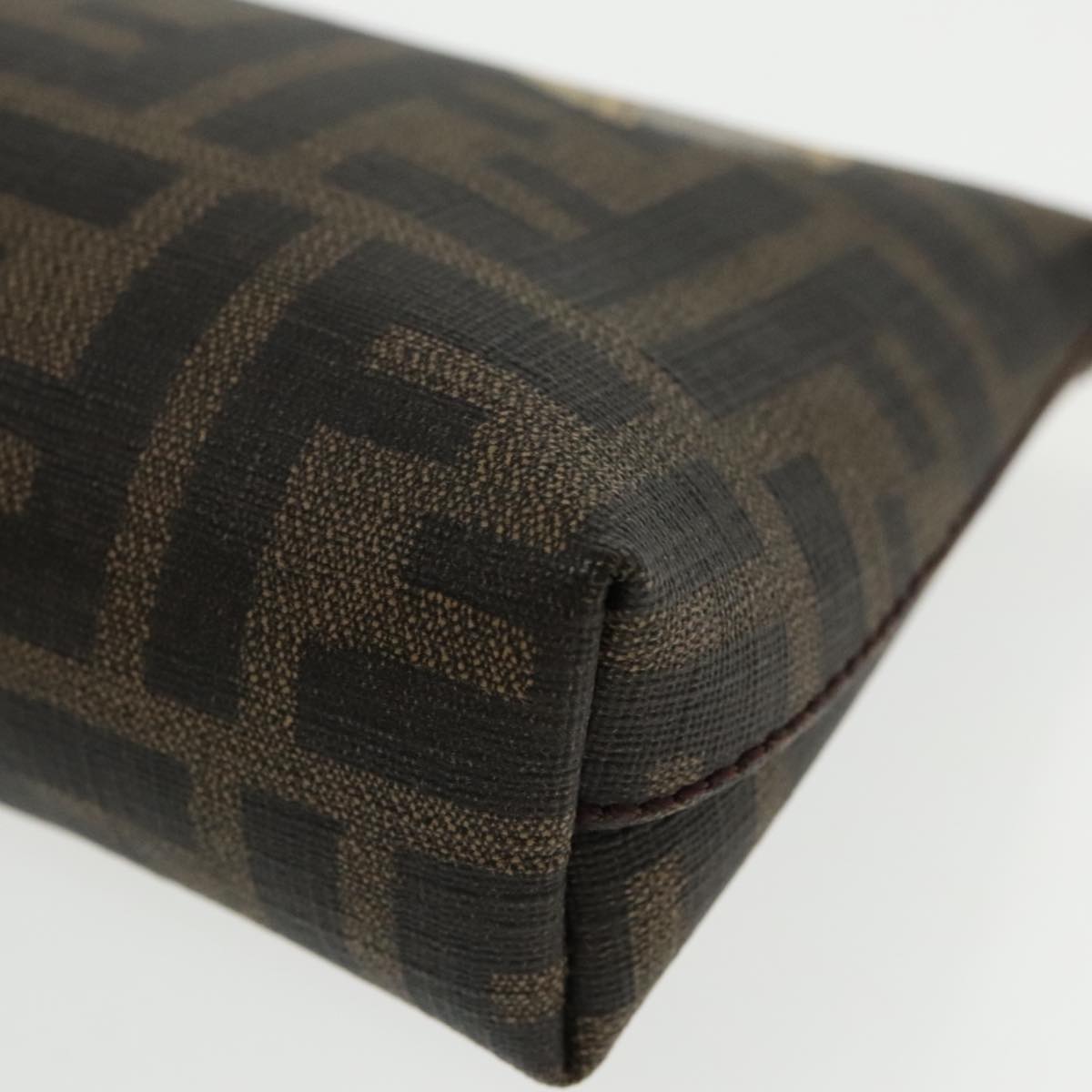 FENDI Zucca Canvas Chain Ladybug Accessory Pouch Brown Black mr567A