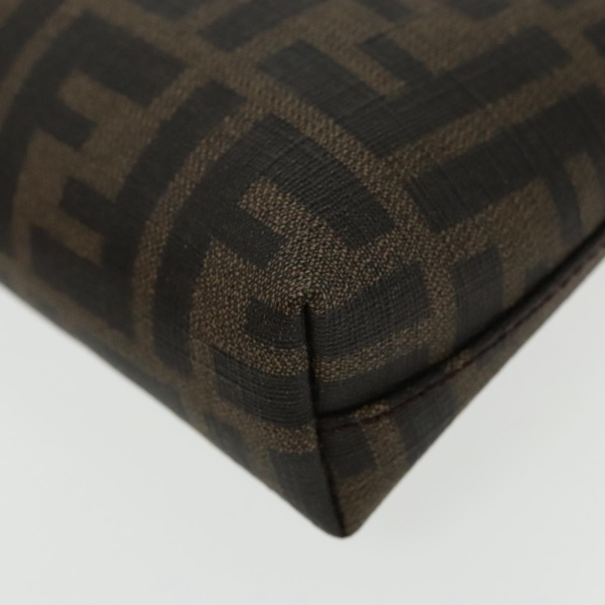 FENDI Zucca Canvas Chain Ladybug Accessory Pouch Brown Black mr567A