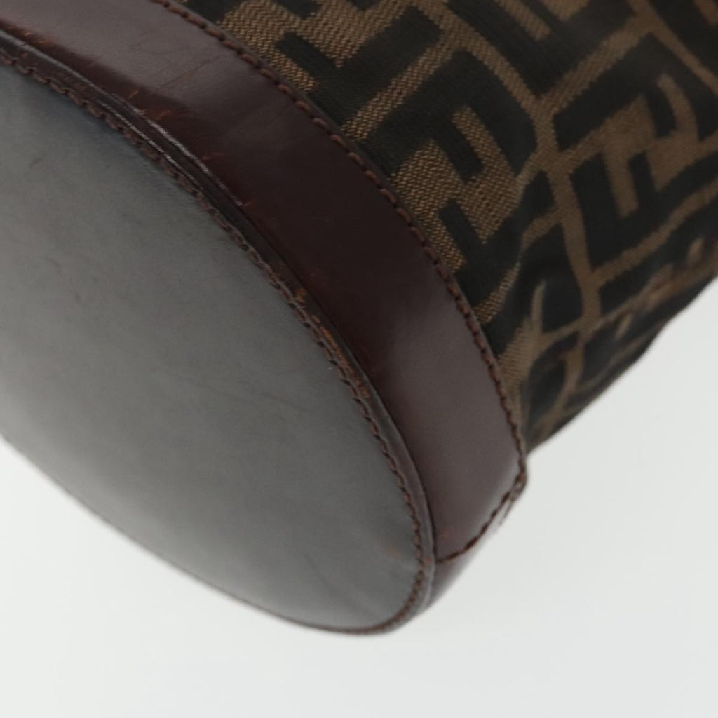 FENDI Bucket Zucca Canvas Hand Bag Brown Black Gold mr569