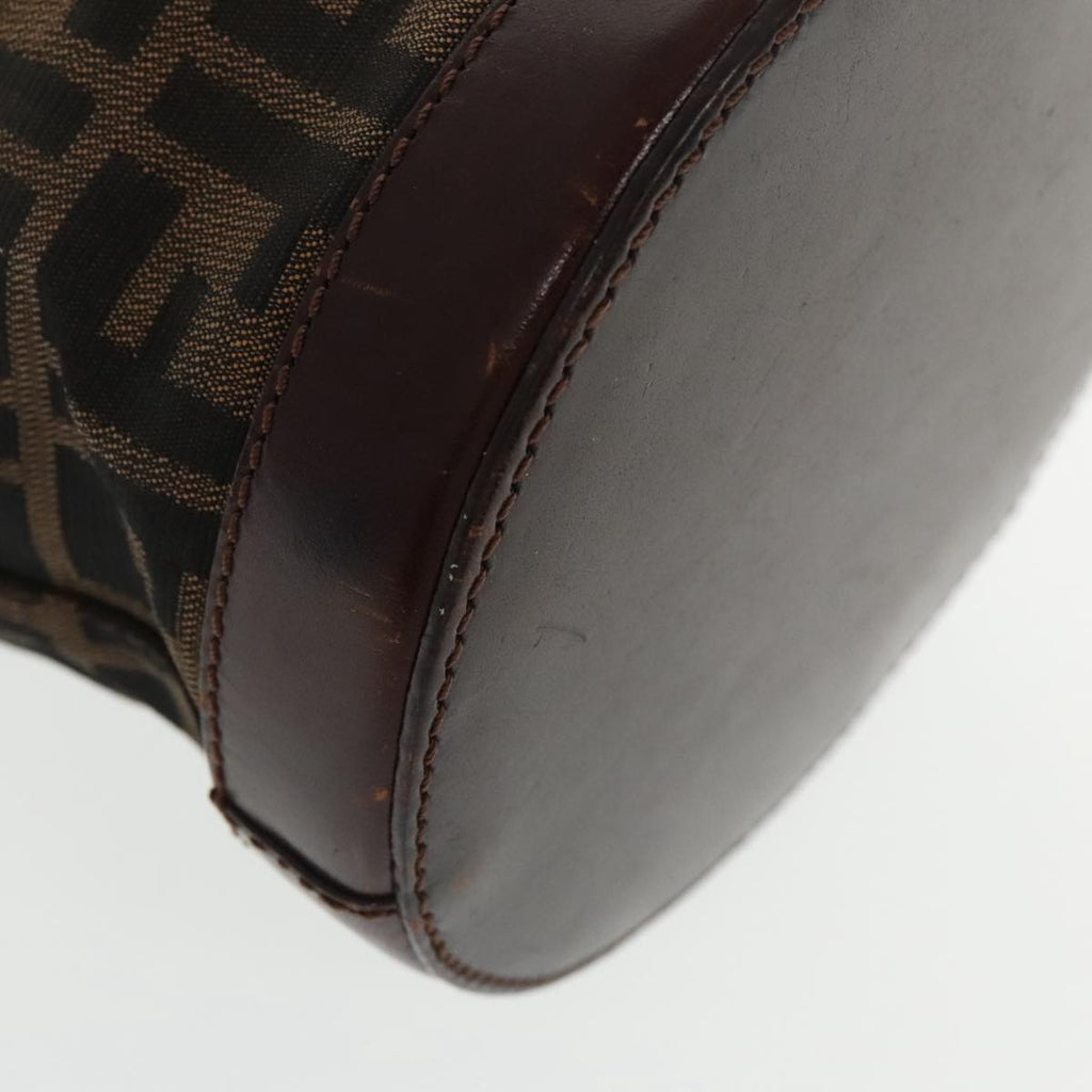 FENDI Bucket Zucca Canvas Hand Bag Brown Black Gold mr569