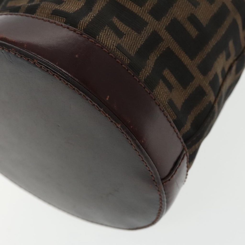 FENDI Bucket Zucca Canvas Hand Bag Brown Black Gold mr569