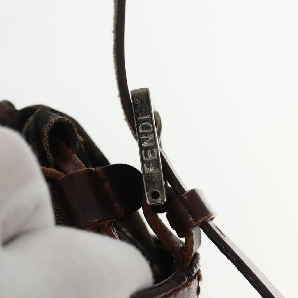 FENDI Bucket Zucca Canvas Hand Bag Brown Black Gold mr569