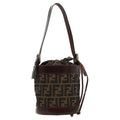 FENDI Bucket Zucca Canvas Hand Bag Brown Black Gold mr569