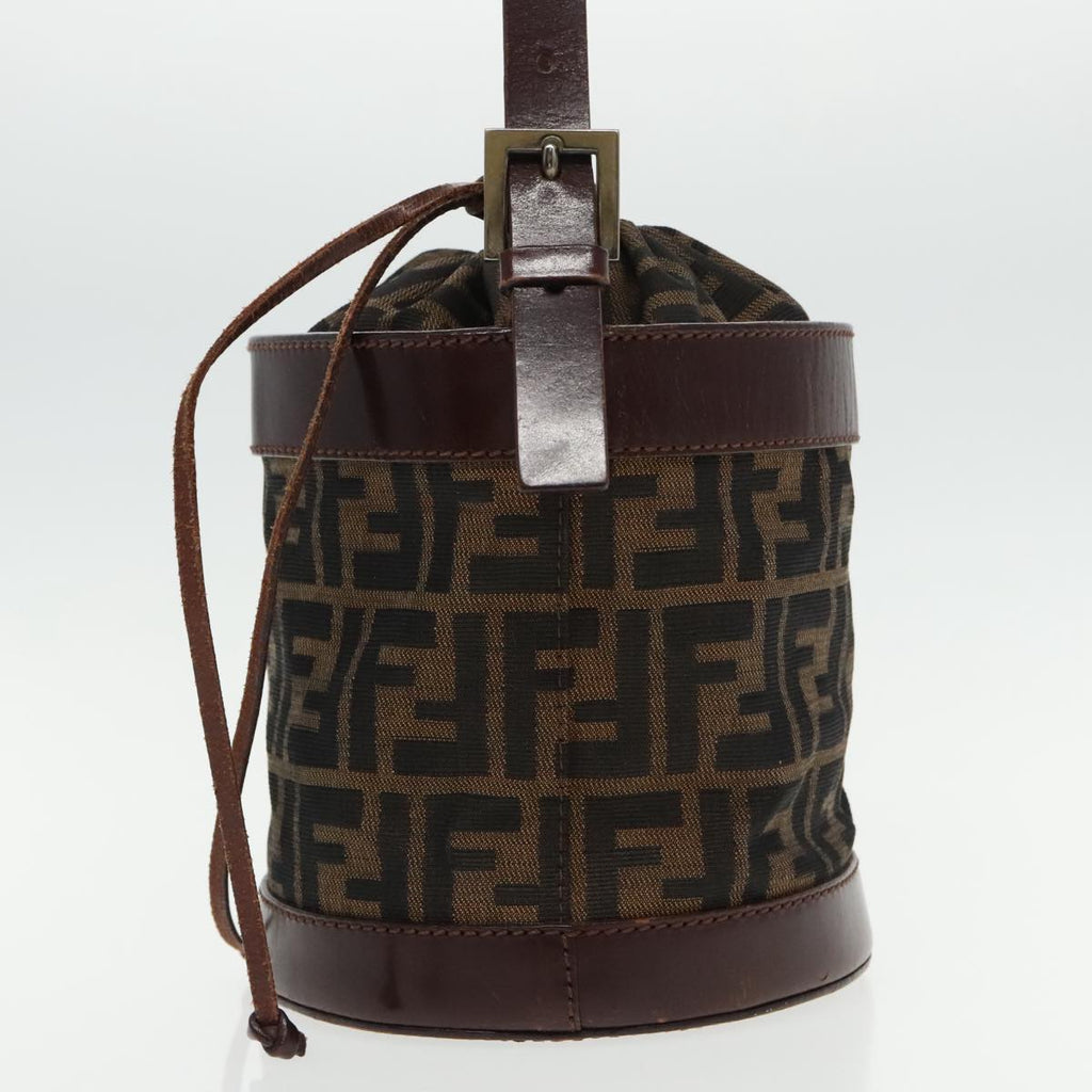 FENDI Bucket Zucca Canvas Hand Bag Brown Black Gold mr569