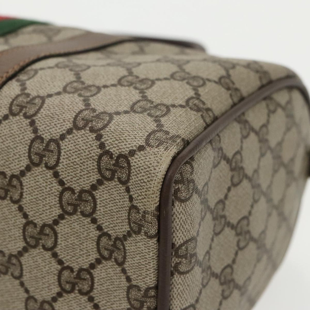 GUCCI GG Supreme Web Sherry Line Boston Bag PVC Beige Red Green mr632