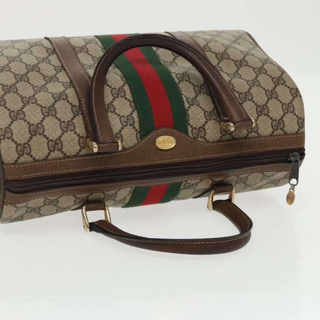 GUCCI GG Supreme Web Sherry Line Boston Bag PVC Beige Red Green mr632