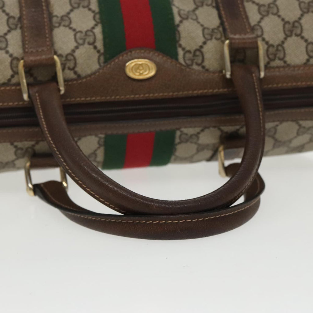 GUCCI GG Supreme Web Sherry Line Boston Bag PVC Beige Red Green mr632