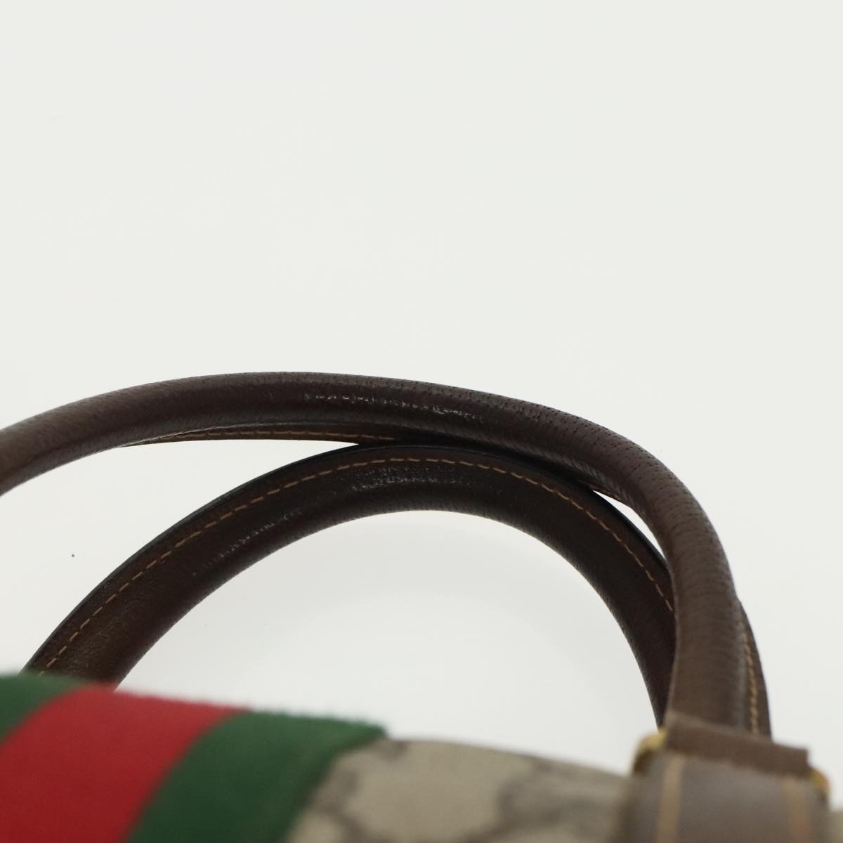 GUCCI GG Supreme Web Sherry Line Boston Bag PVC Beige Red Green mr632
