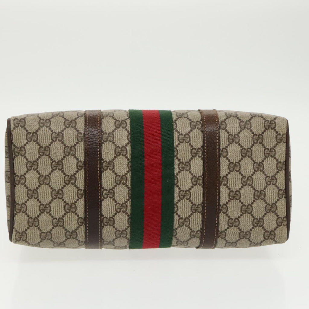 GUCCI GG Supreme Web Sherry Line Boston Bag PVC Beige Red Green mr632