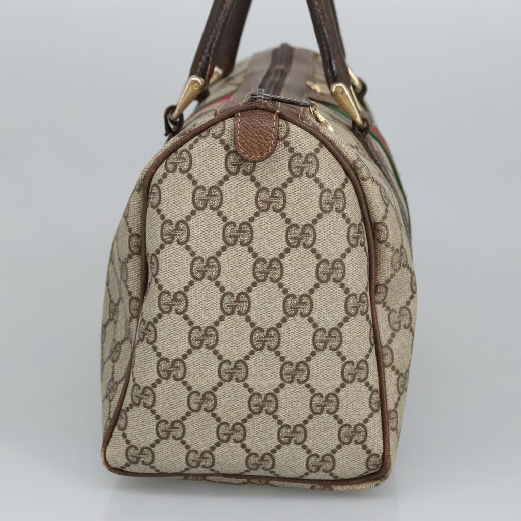 GUCCI GG Supreme Web Sherry Line Boston Bag PVC Beige Red Green mr633