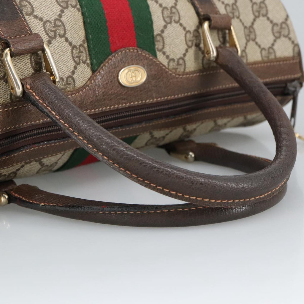 GUCCI GG Supreme Web Sherry Line Boston Bag PVC Beige Red Green mr633