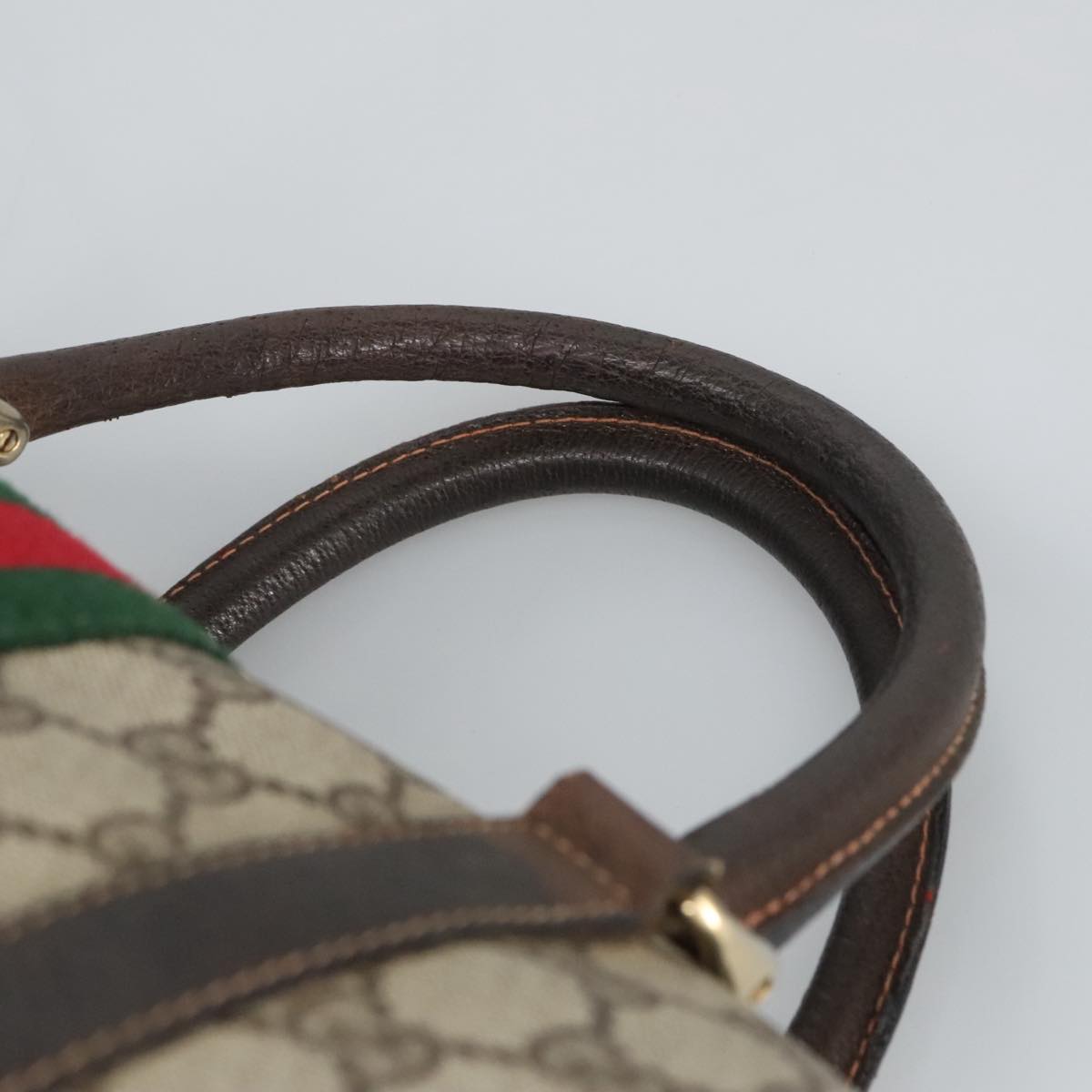 GUCCI GG Supreme Web Sherry Line Boston Bag PVC Beige Red Green mr633