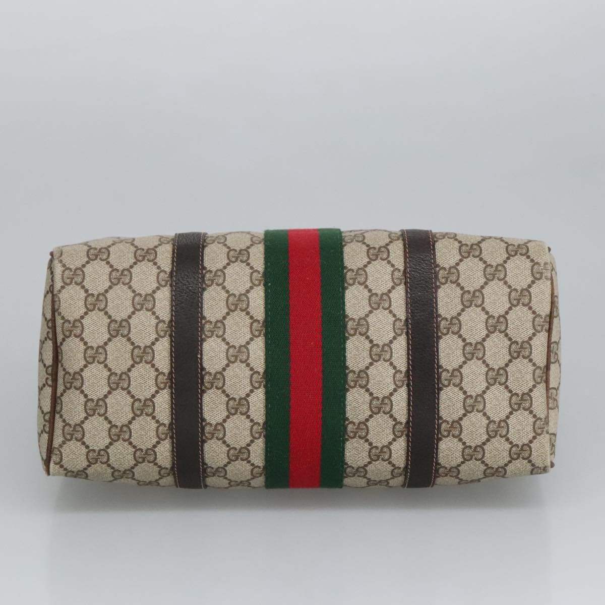 GUCCI GG Supreme Web Sherry Line Boston Bag PVC Beige Red Green mr633