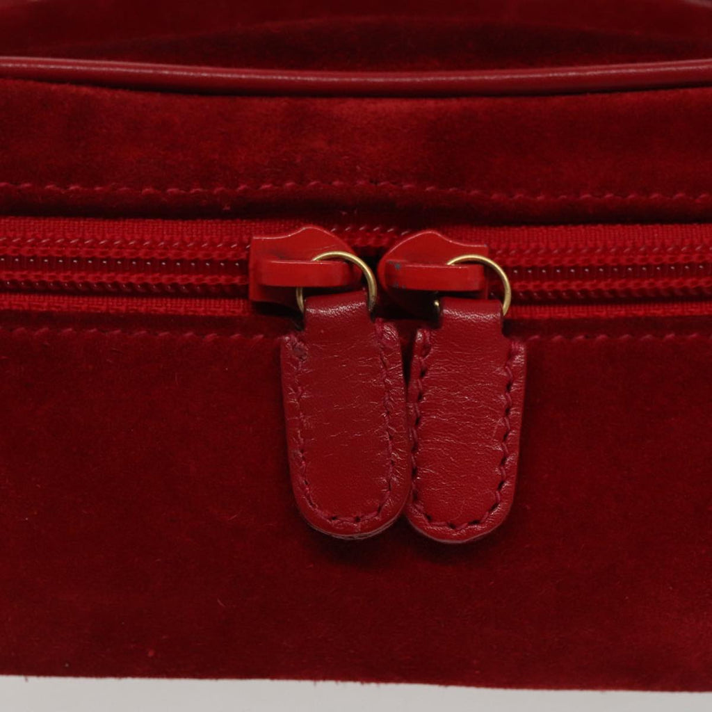 GUCCI Vanity Pouch Suede Red Gold mr635
