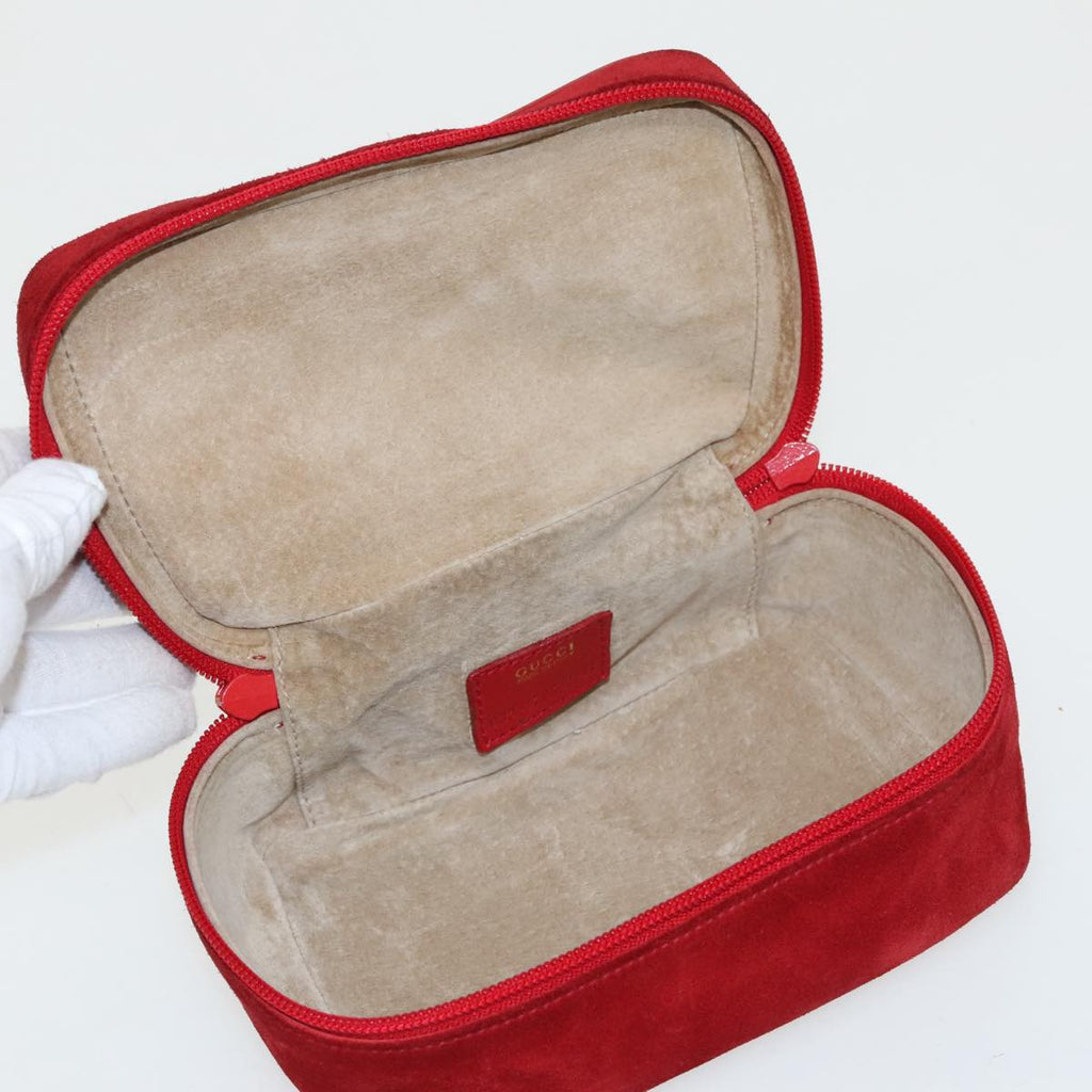 GUCCI Vanity Pouch Suede Red Gold mr635