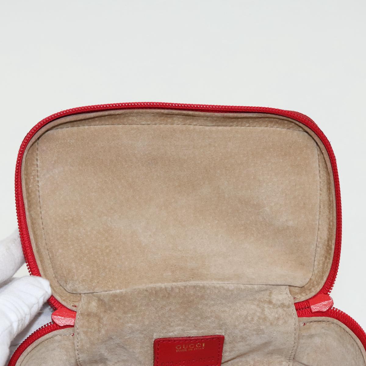 GUCCI Vanity Pouch Suede Red Gold mr635