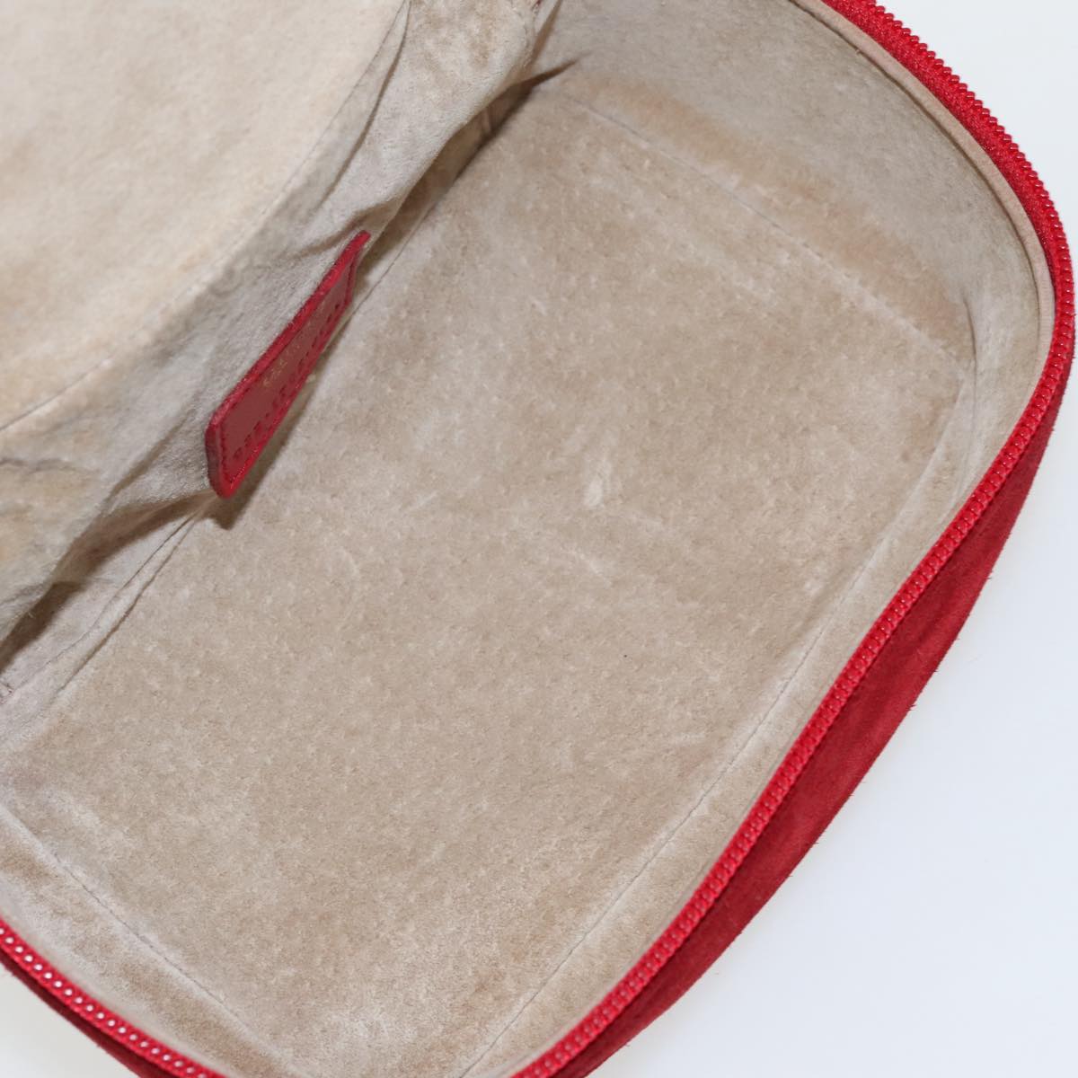 GUCCI Vanity Pouch Suede Red Gold mr635